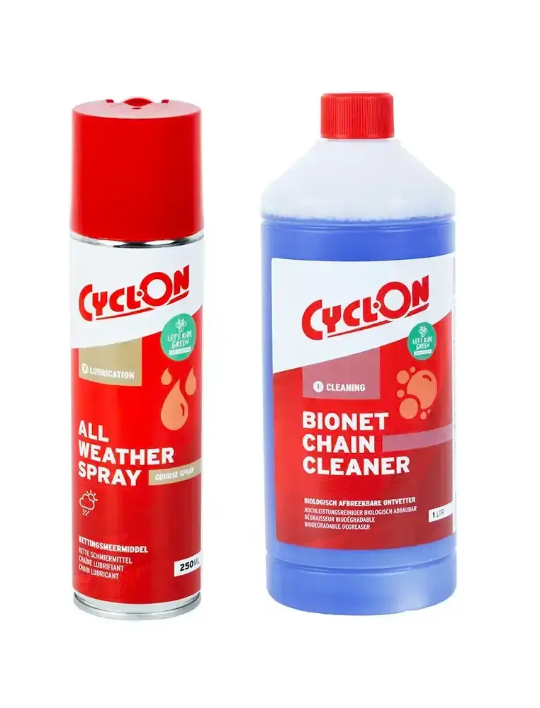 Cyclon Bionet Chain Cleaner Spray en All Weather Spray Smeermiddel