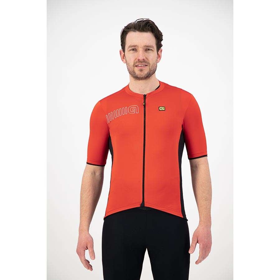 Ale Solid Color Block Fietsshirt Korte Mouwen Rood/Zwart Heren