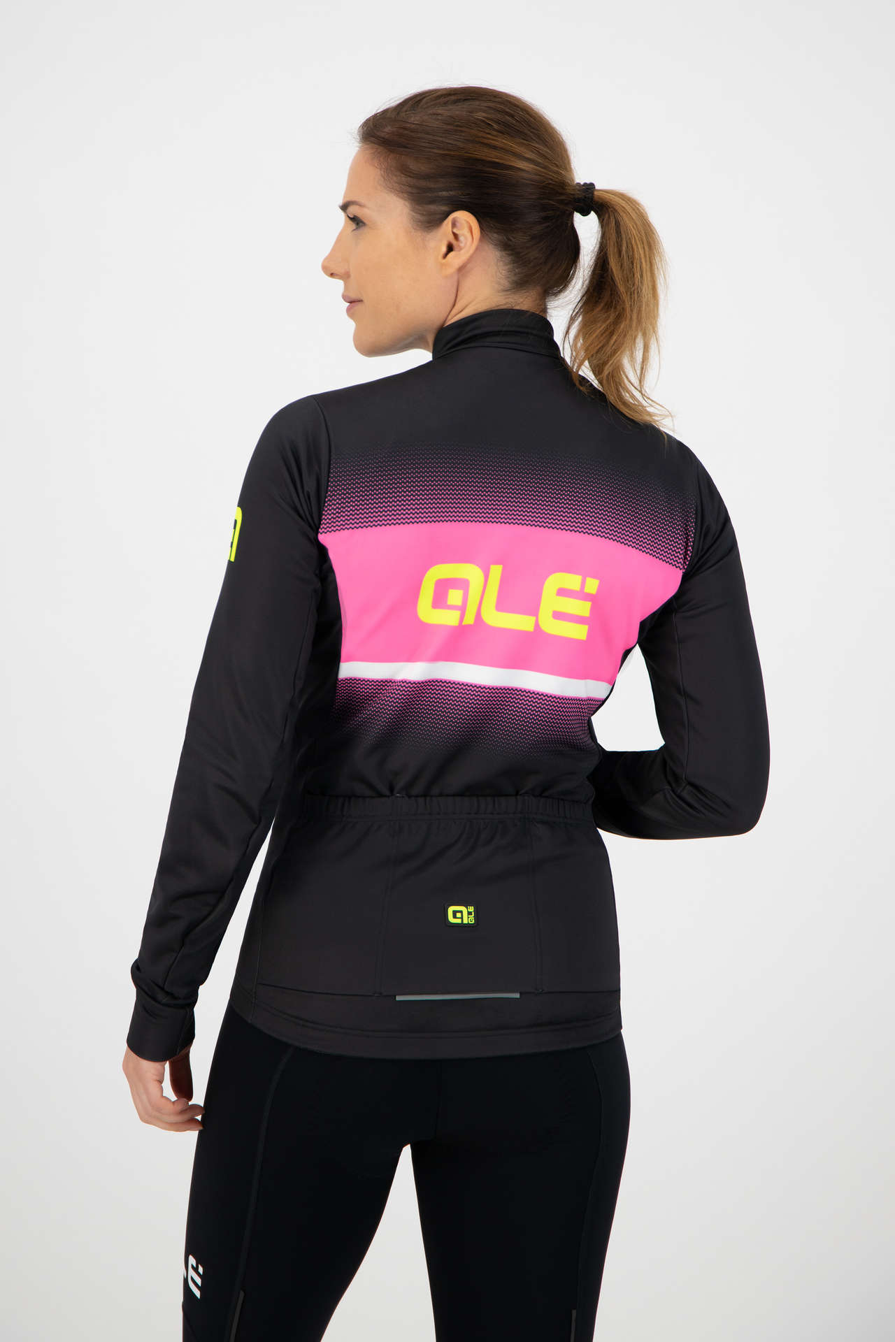 Ale Solid Blend Fietsshirt Lange Mouwen Zwart/Roze Dames