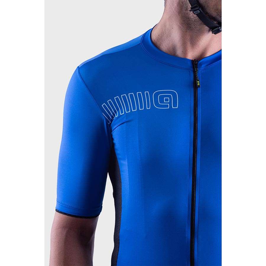 Ale Solid Color Block Fietsshirt Korte Mouwen Blauw Heren