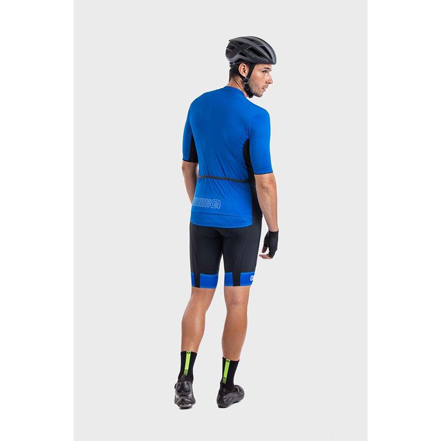 Ale Solid Color Block Fietsshirt Korte Mouwen Blauw Heren