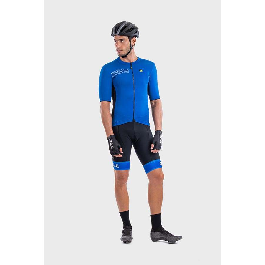 Ale Solid Color Block Fietsshirt Korte Mouwen Blauw Heren