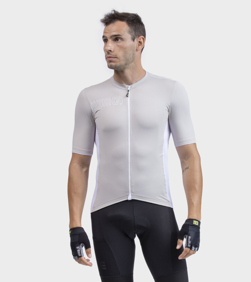 Ale Solid Color Block Fietsshirt Korte Mouwen Stonegrijs Heren