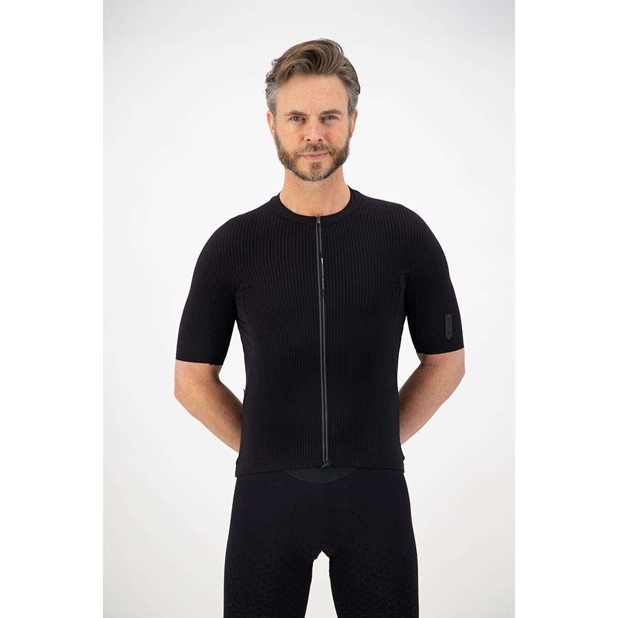 Q36.5 L1 Pinstripe X Fietsshirt Korte Mouwen Zwart Heren