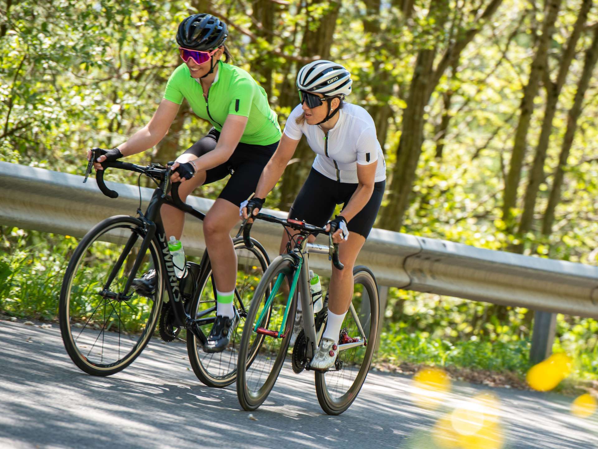 Q36.5 L1 Pinstripe Fietsshirt Korte Mouwen Groen Dames