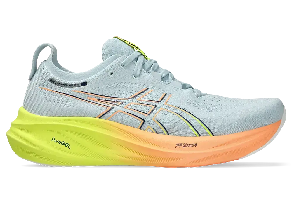 Tweedekans Asics Gel-Nimbus 31 Paris Hardloopschoenen Grijs/Geel/Oranje Maat 44.5