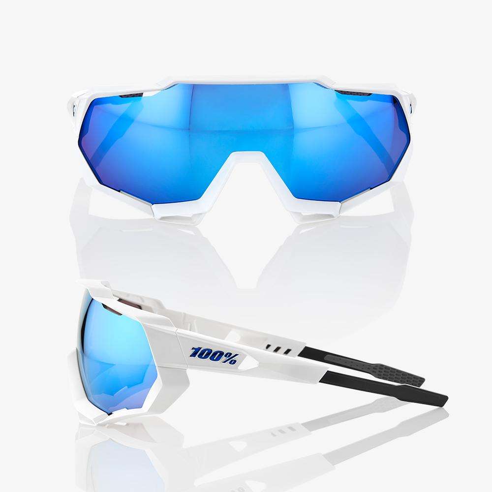 100% Speedtrap Sport Zonnebril Mat Wit HiPER Blue Multilayer Mirror Lens