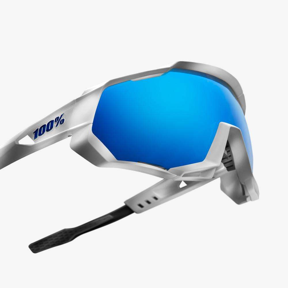 100% Speedtrap Sport Zonnebril Mat Wit HiPER Blue Multilayer Mirror Lens