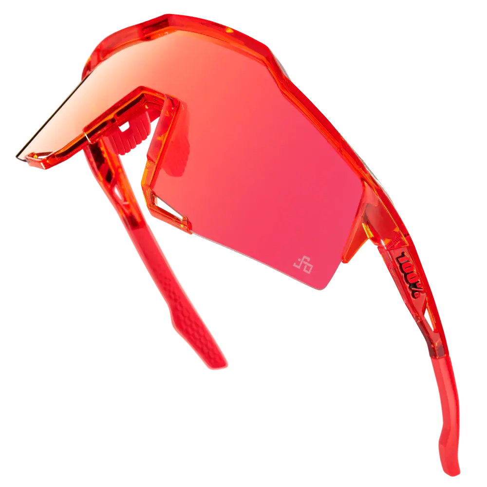 100% Speedcraft Sagan Sport Zonnebril Rood met Hiper Red Mirror lens