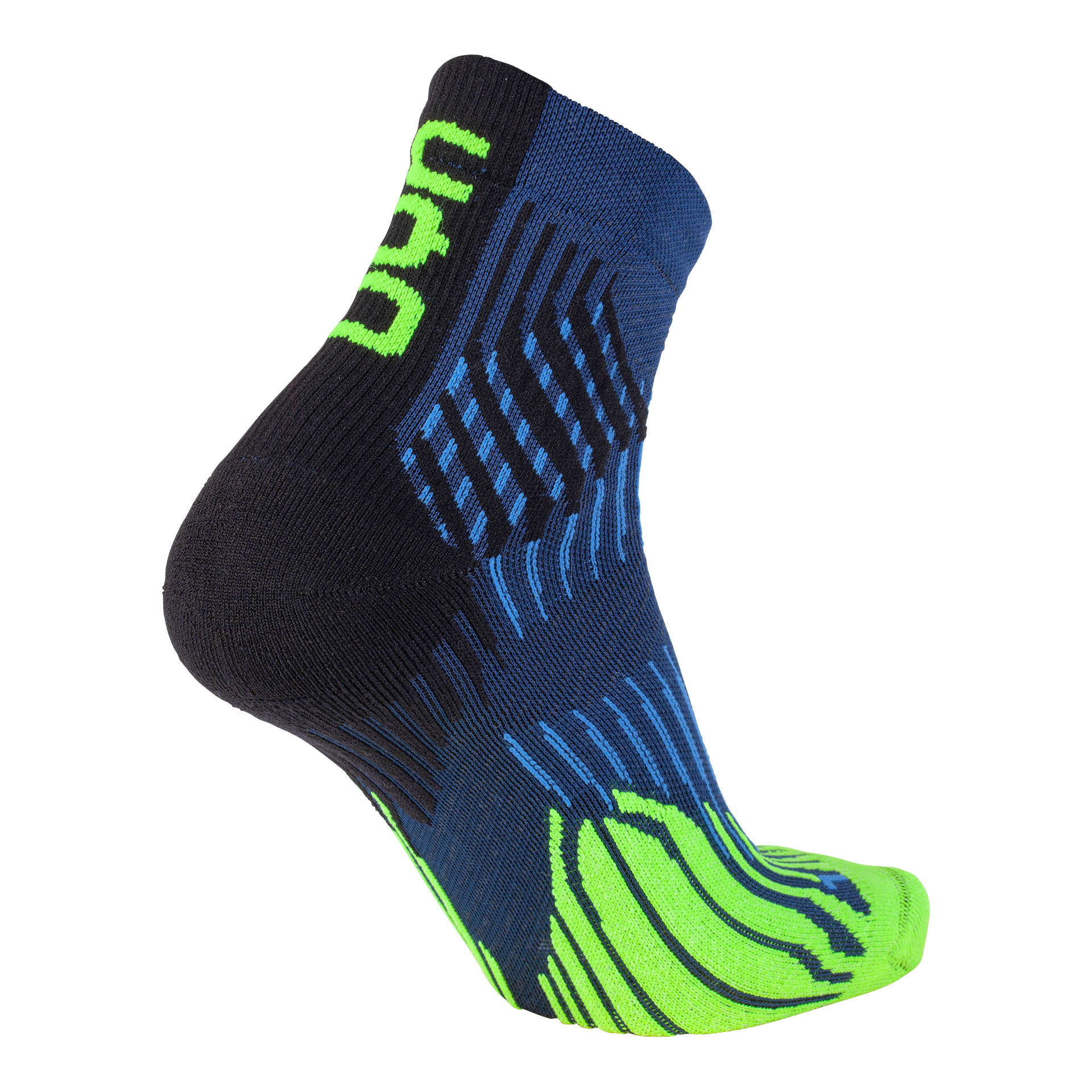 UYN Shockwave Hardloopsokken Blauw/Fluo Groen Heren