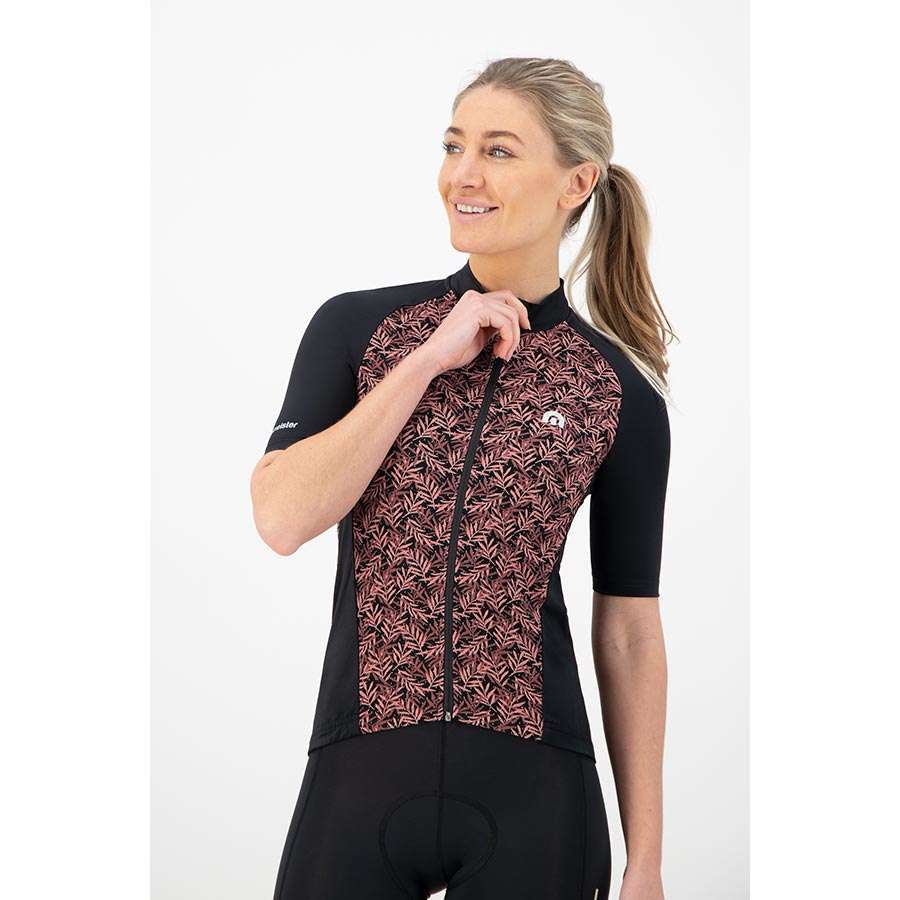 Megmeister Autumn Leaves Fietsshirt Korte Mouwen Rood Dames