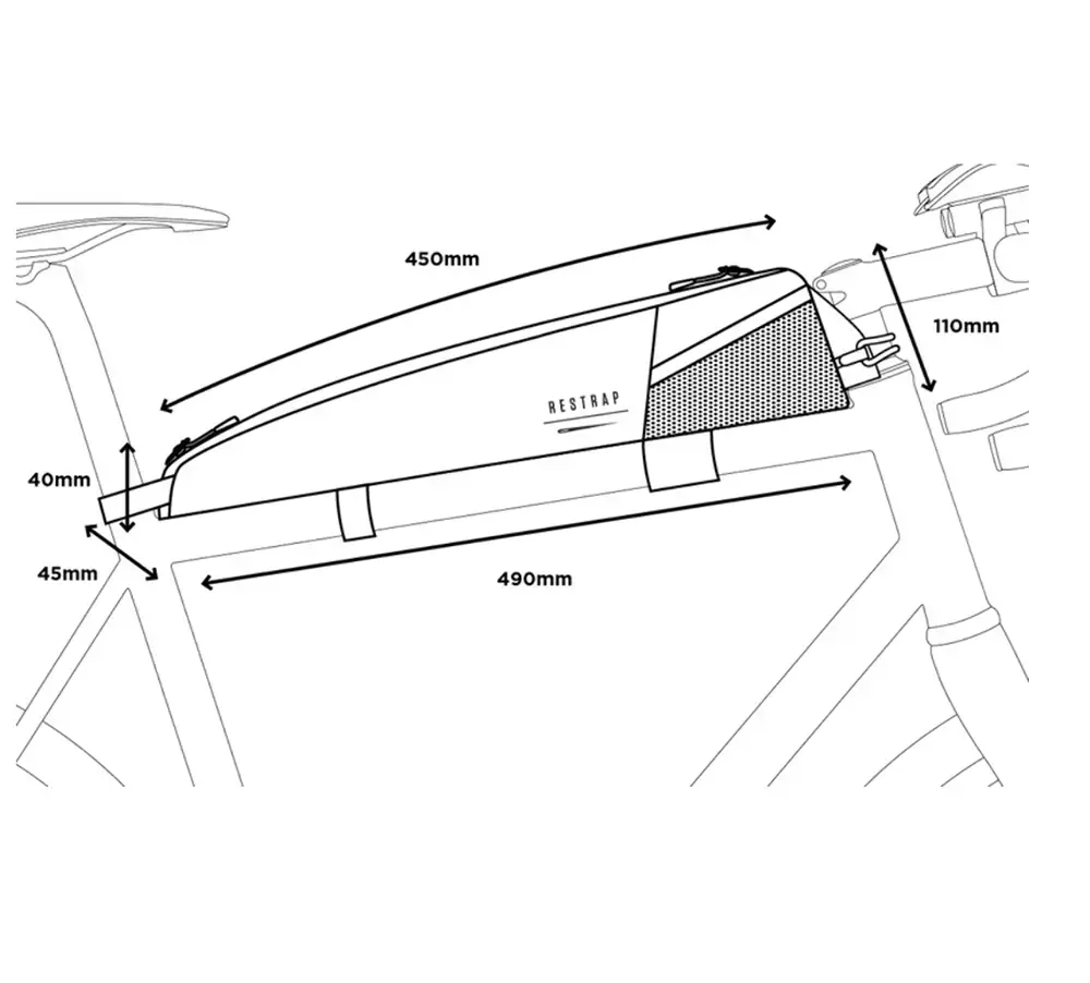 Restrap Race Top Tube Long Frametas Zwart