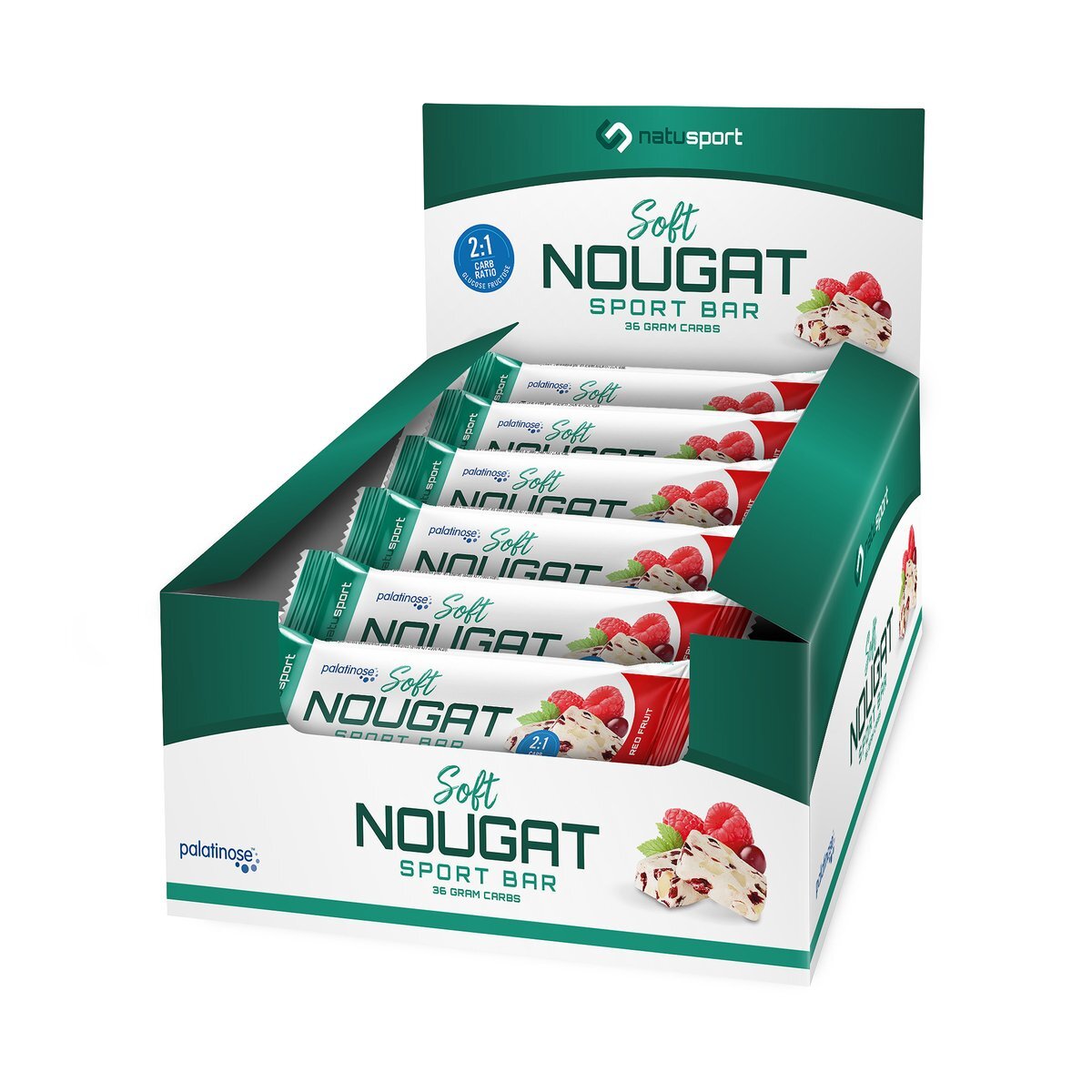 Natusport Nougat Sportrepen Rode Vruchten 12 stuks