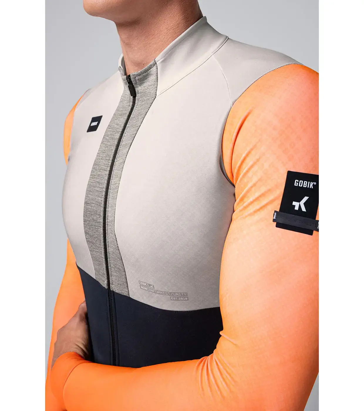 Gobik Hyder Blend Fietsshirt Lange Mouwen Zwart/Oranje/Wit Heren