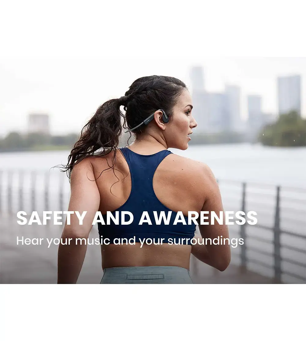 Shokz OpenMove Draadloze Open-ear Bone Conduction Koptelefoon Grijs