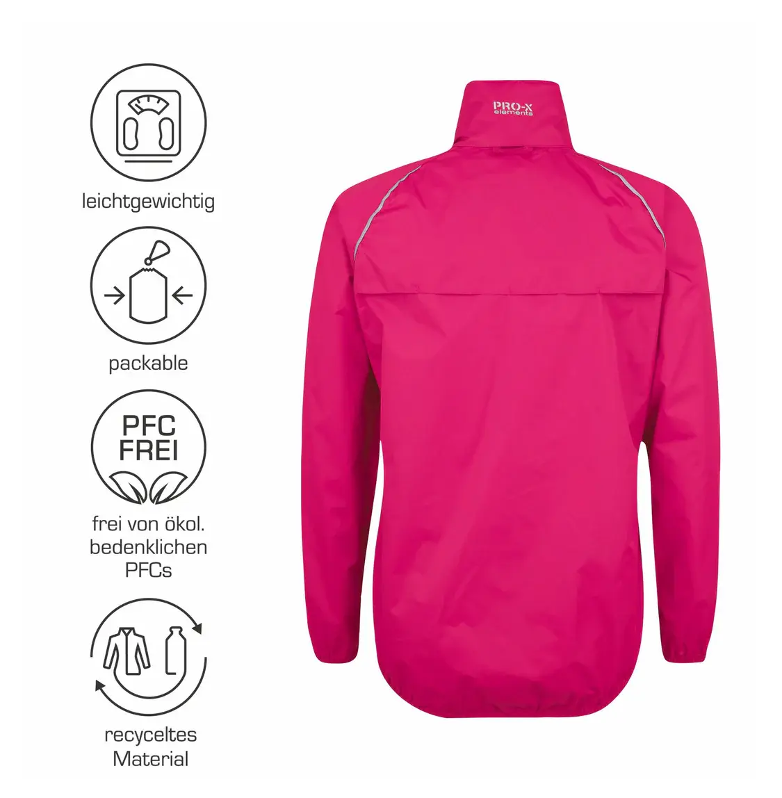 PRO-X elements PXE-Light PACKable Regenjack Roze Dames